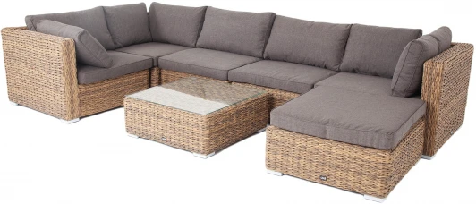 LS5O1T1-7-SET-TW "Лунго" трансформирующаяся лаунж-зона из искусственного ротанга (гиацинт), цвет соломенный 4SIS арт.УТ-00003268