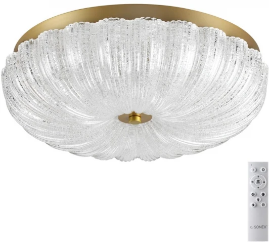 7719/48L Потолочный светильник круглый Sonex Tesoro 7719/48L металл/стекло/прозрачный/золотой LED 48Вт 3000-6500K D400 IP20 пульт ДУ (220V, круглые)