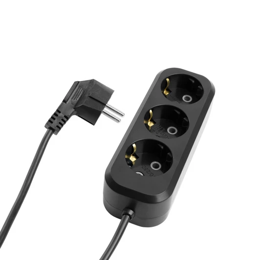 50419 Удлинитель 3-х местный без заземления 3 метра (черный) Stekker Home 50419