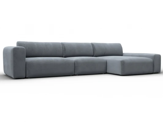 131228 Диван угловой Лига-066 НПБ Лонг угол правый (ЛДСП,Фанера,Брус,Велюр/Серый) Лига Диванов 131228