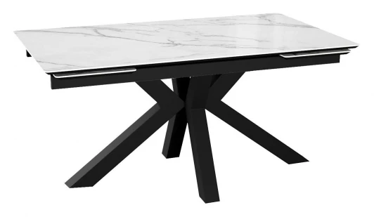 00-00074488 Стол DikLine SFE160 Керамика Tianshan White (белый полуглянец)/подстолье черное/опоры черные (2 уп.) арт.00-00074488