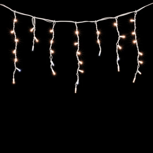 LL120BLW-8-2EWW Гирлянда Бахрома 3,1 x 0,5 м Экстра Тепло-Белая с Мерцанием Белого Диода 220В, 120 LED, Провод Белый Каучук, IP65