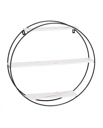 УТ000036378 Полка Luna черная белый мрамор УТ000036378