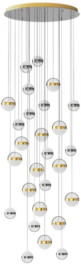 5037/232L Подвесная люстра каскадная Odeon Light Roni 5037/232L ант.бронза/никель/прозрачн/молочный/металл/акрил LED 232W 4000K 11250лм