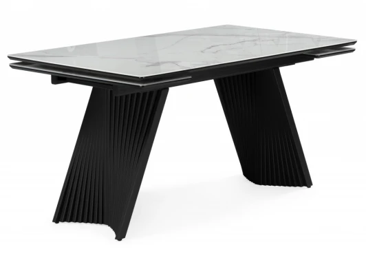 625993 Кухонный стол Notta Вейв 140(200)х80 кристл белый мрамор / черный
