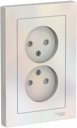 ATN000422 Розетка встраиваемая двойная без заземления со шторками (жемчужный) Systeme Electric AtlasDesign ATN000422