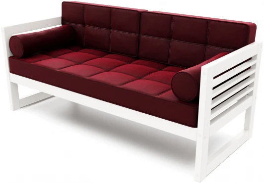 21889 Диван Arsko прямой Сега Б белая эмаль велюр бордовый