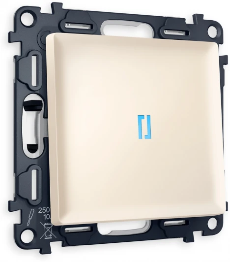 MA322040 Комплект механизма Ambrella Volt 1-клавишного проходного выключателя с подсветкой 10000K ALFA MA322040 Бежевый матовый QUANT