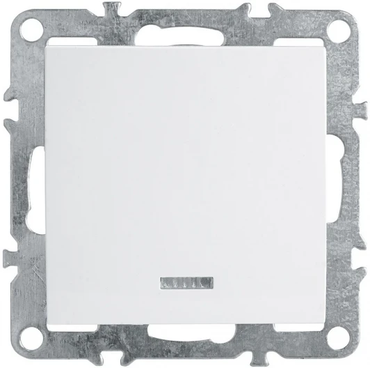 39309 Выключатель одноклавишный с подсветкой (белый) Stekker Эрна 39309