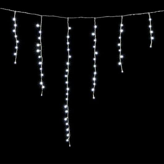 ECC65-10-2W Гирлянда Бахрома 1 x 1 м Белая 220В, 65 LED, Провод Прозрачный Силикон, IP65