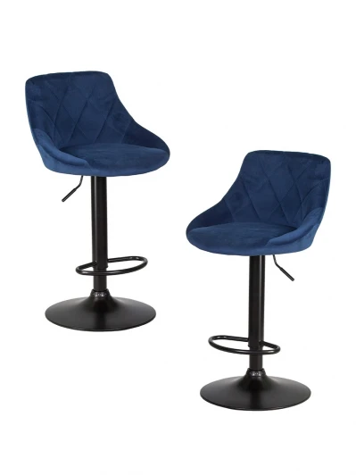 LM-5007-N_B-M_V-MJ9-117 Набор 2 шт стул барный DOBRIN LOGAN BLACK (синий велюр (MJ9-117))