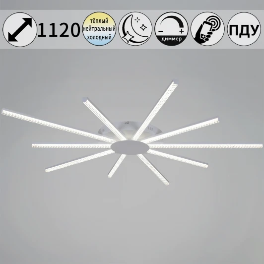 06537-0.3-5+5 WH Потолочная люстра светодиодная с пультом  и ночным режимом Reluce 06537-0.3-5+5 WH (Умный дом)