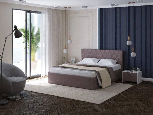 1937766 PROxSON Кровать Fresco Plus (Ткань: Рогожка Тетра Мраморный) 140x200