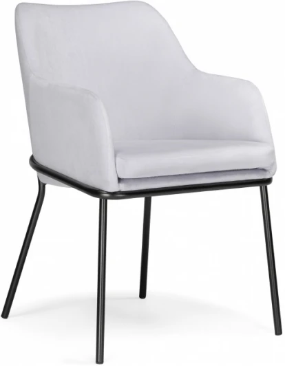 610744 Обеденный стул Woodville Охаши серый / черный глянец (Металл, Велюр/Черный, Серый/Серый, Черный) арт.610744