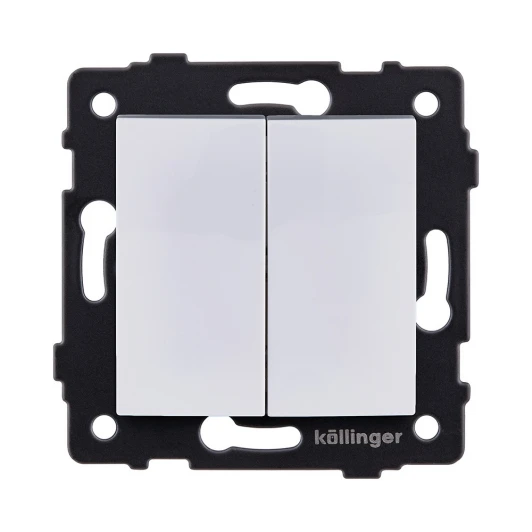 REA-R-007WH Выключатель 2-клавишный 10А/250В изогнутый, белый Kollinger REA-R-007WH для Aspekt, Eleganz, Reflex