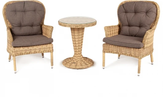 ALC2T1-3-SET "Алиса" кофейный комплект из искусственного ротанга, цвет соломенный 4SIS арт.УТ-00004157
