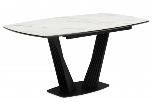 626060 Керамический стол Вейл 160(205)х89 gilt white / черный 626060