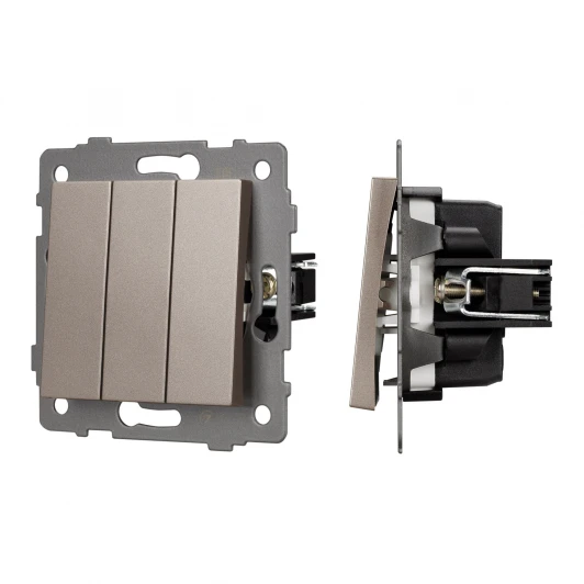 049899 Механизм выключателя трехклавишный непроходной SWT-MK03-PL-GD-V (250V, 10A) (Arlight) 049899