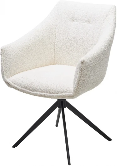 621M05242 Стул CLOUDS 360 град. поворот. Белый Wales 101, букле/ черный каркас / Товарный знак DISAUR