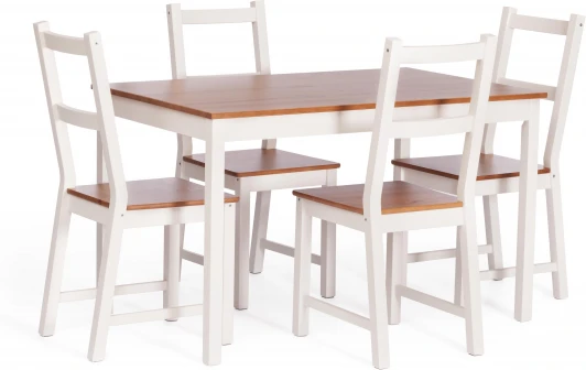 21794 Обеденный комплект Соната (стол + 4 стула) / Sonata dining set Tetchair (Массив сосны/Белый) арт. 21794