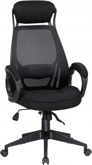 109BL_Black-LMR STEVEN BLACK, чёрный пластик, чёрная ткань Офисное кресло для руководителей STEVEN BLACK (чёрный пластик, чёрная ткань)