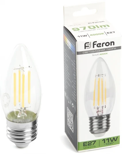 38273 Лампа светодиодная Feron 38273 LB-713 Свеча E27 11W 4000K