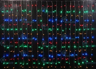 RL-CS2*1.5-CW/M Гирлянда светодиодная Занавес разноцветная 220B, 300 LED, провод белый, IP65 RL-CS2*1.5-CW/M Rich LED