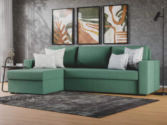 121141L Диван угловой Траумберг Лайт левый угол (Зеленый/Рогожка) Лига Диванов арт.121141L