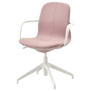 193.863.37 ЛОНГФЬЕЛЛЬ Рабочий стул с подлокотниками, Гуннаред светлый коричнево-розовый, белый