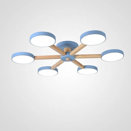 Turna01 Потолочная люстра Wi-Fi на штанге Turna 6 Blue By ImperiumLoft Turna01 (LED, 220V, пульт управления, голосовое управление, умный дом - Алиса)