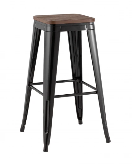 УТ000042112 Стул барный TOLIX черный глянцевый + темное дерево KD Stool Group УТ000042112