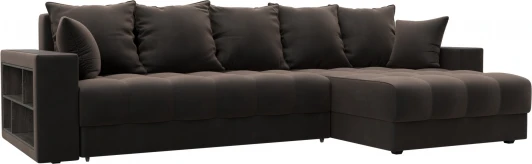 128595 Диван угловой с декором и полкой Лига-050 НПБ Лига Диванов (Велюр) арт.128595