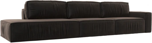 121742 Диван прямой Прага Модерн Лонг подлокотник справа (Коричневый/Велюр) Лига Диванов арт.121742