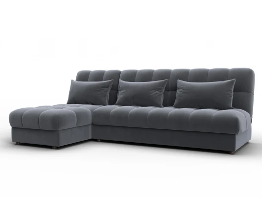 136954L Диван угловой Лига-116 НПБ угол левый (ДСП,ЛДСП,Велюр/Серый) Лига Диванов 136954L