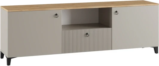 593599 Тумба под телевизор Woodville Ника ПВШ бежевый мат-05 / кашемир / дуб делано арт.593599