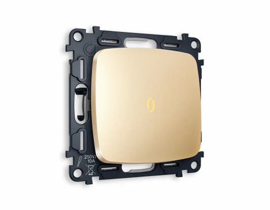 MO602010 Комплект механизма Ambrella Volt 1-клавишного выключателя с подсветкой 3200K OMEGA MO602010 Шампань QUANT