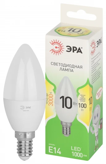 LED B35-10W-830-E14 GL Лампочка светодиодная E14 10W ЭРА LED B35-10W-830-E14 GL