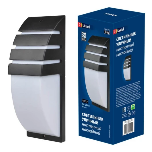 UUL-S41A 40W/E27 IP65 BLACK Настенный светильник уличный Uniel UUL-S41A 40W/E27 IP65 BLACK (220V)