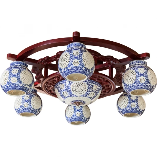 8026-6+3 красное дерево Потолочная люстра N-Light 8026 8026-6+3 красное дерево