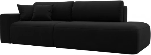 121331L Диван прямой Лига-036 НПБ Модерн подлокотник слева (Черный/Микровельвет) Лига Диванов арт.121331L