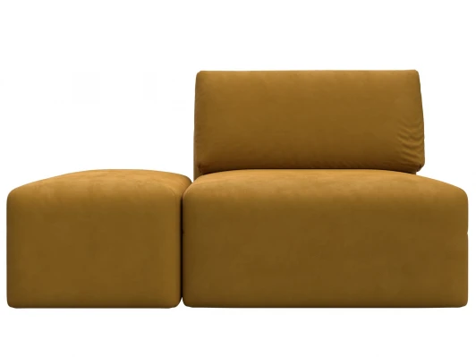 129602 Модули диван и пуф Лига-060 НПБ (ЛДСП,Брус,Фанера,Велюр/Желтый) Лига Диванов 129602