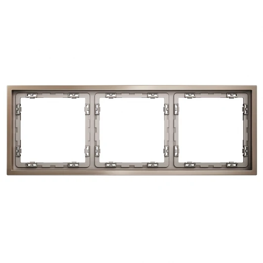 VLSM120310 Рамка металлическая на 3 поста (платина) Voltum S70 Metal VLSM120310