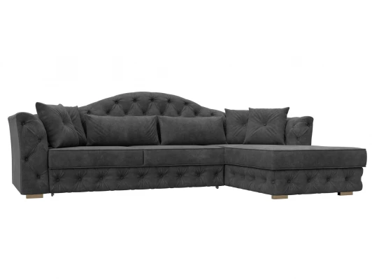 128025 Диван угловой Артис правый угол (Брус,Рейка/Пластик/Велюр/Темно-серый) Лига Диванов 128025