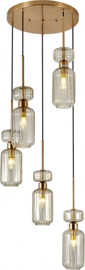 1141/5S Beige Подвесной светильник Escada Подвесной светильник Escada Gloss 1141/5S Beige 5x60 E14, металл/стекло, античная медь/бежевый (220V, на проводе, круглые)