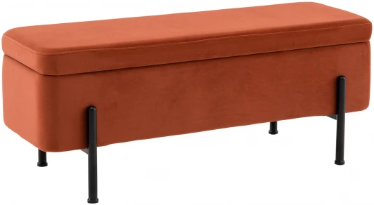 УТ000040203 Банкетка Stool Group Болейн с ящиком велюр терракотовый черные ножки арт.УТ000040203