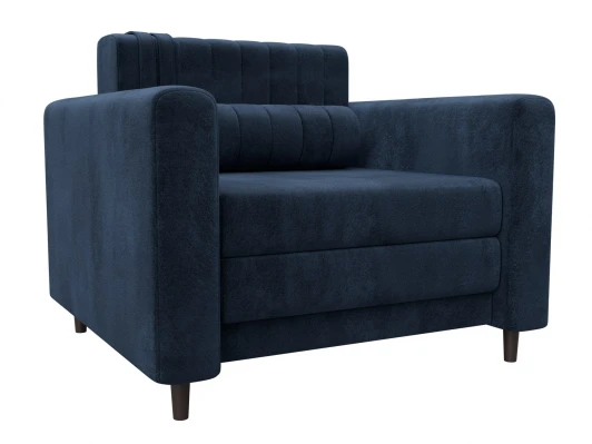 132553 Кресло Лига-070 (ЛДСП,Брус,Фанера/Дерево/Велюр/Синий) Лига Диванов 132553