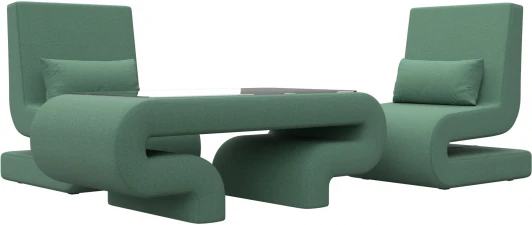 125333 Набор Волна-3 (стол, 2 кресла) (Зеленый/Рогожка) Лига Диванов арт.125333