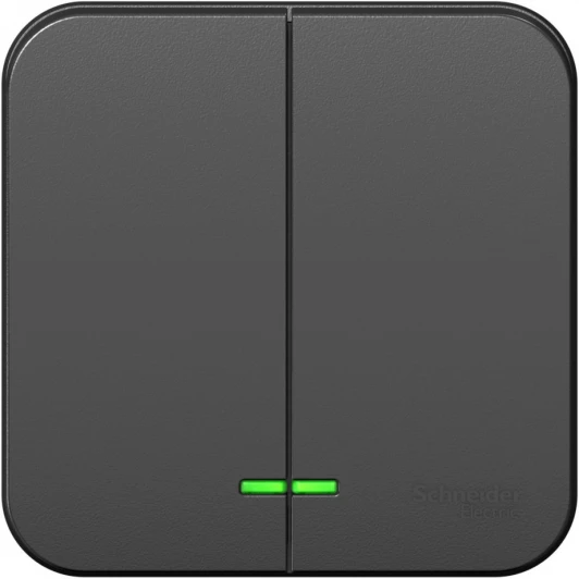 BLNVA105116 Выключатель накладной двухклавишный с подсветкой (антрацит) Systeme Electric Blanca BLNVA105116