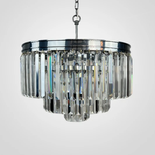 40.1539 Подвесная люстра Rh 1920S Odeon Clear Glass Fringe 3-Tier Chandelier Chrome ImperiumLoft 40,1539 (228791-22)