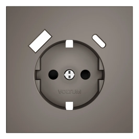 VLS001014 Накладка для розетки с заземлением и защитными шторками с USB A+C (капучино) Voltum S70 VLS001014